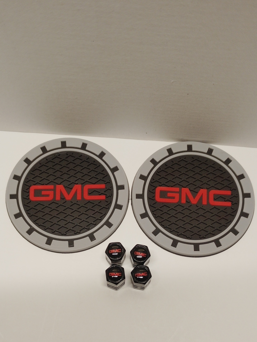 🚗 GMC Car Coasters 2 Pack & 4 GMC Stem Caps NWT